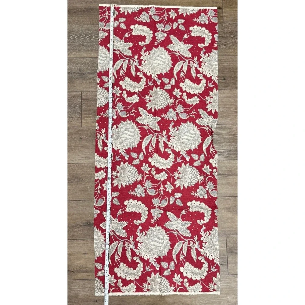 Pottery Barn Red Floral Palampore Cotton Fabric Remnant Lot Cottagecore 5 pieces